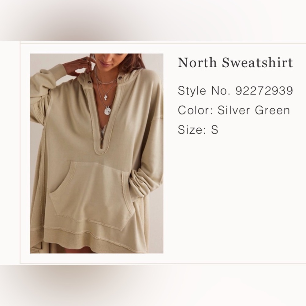Free People North Sweatshirt in Silver Green